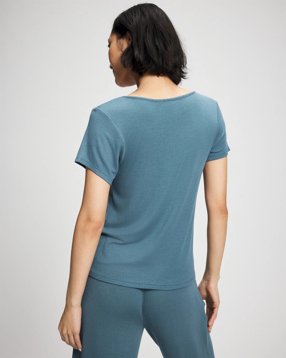 Lightweight Rib Knit Short Sleeve Pajama Tee