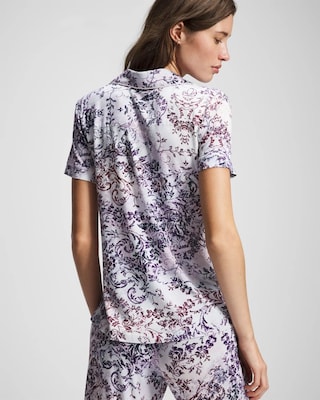 Piped Short Sleeve Notch Collar Pajama Top click to view larger image.