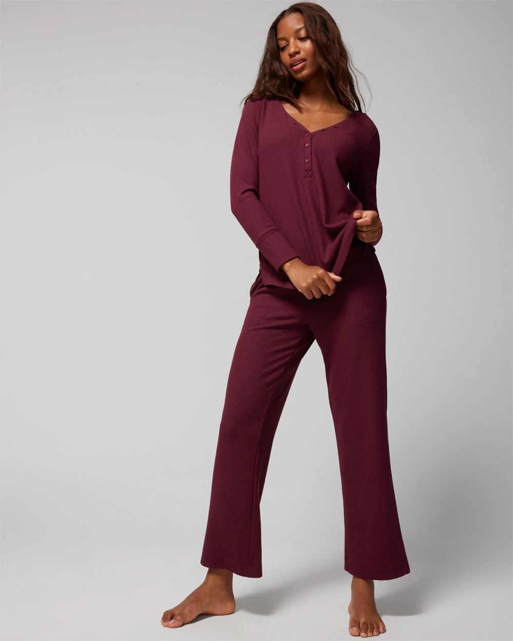 Cozy Waffle Long-Sleeve Pajama Top