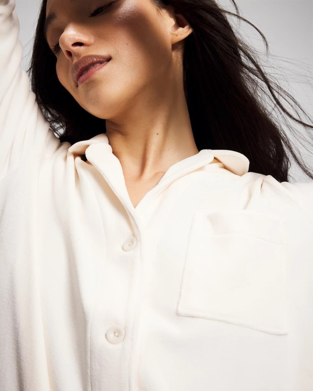 Long-Sleeve Notch Collar Sleepshirt