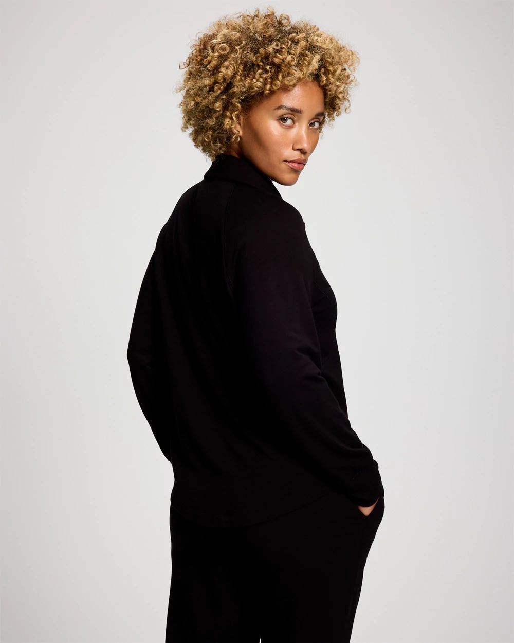 Ultra Soft Jersey Funnel Neck Zip Jacket click to view larger image.