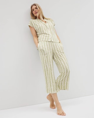 Mandarin Collar Short Sleeve Pajama Top click to view larger image.
