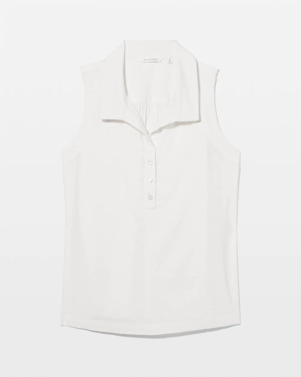 Beach Cotton Relaxed Sleeveless Collared Henley Top