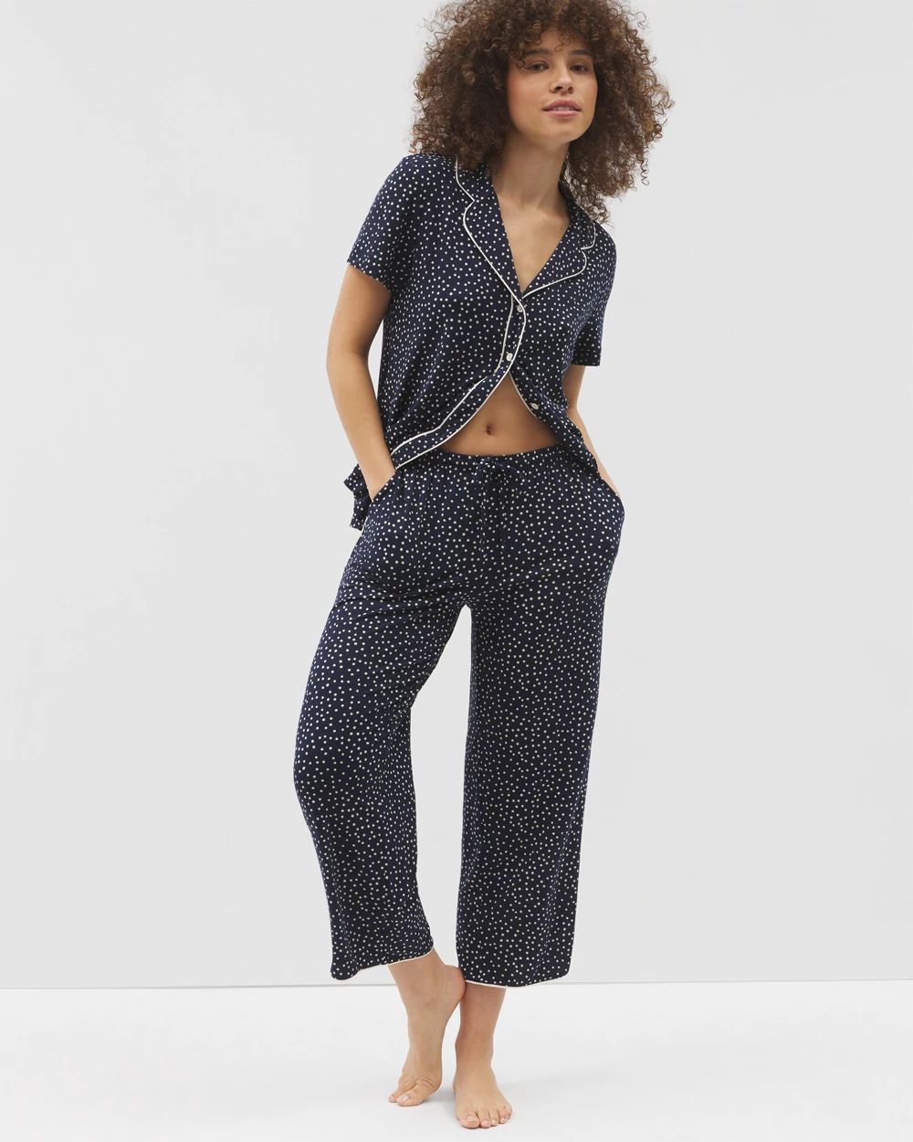Cool Nights Piped Crop Pajama Pants