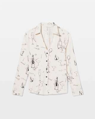 Long-Sleeve Notch Collar Pajama Top click to view larger image.