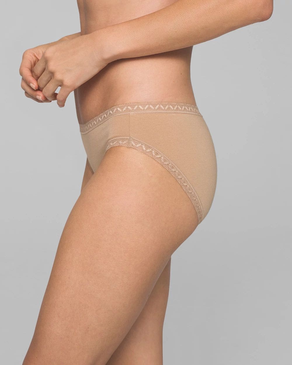 Cotton Hipster Panty with Lace Trim click to view larger image.
