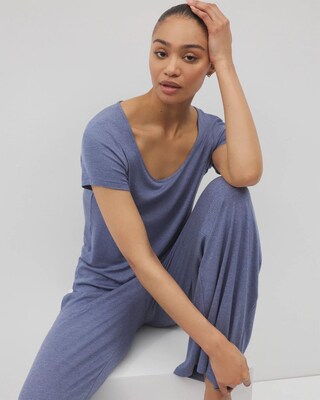 Lightweight Rib Knit Short Sleeve Pajama Tee click to view larger image.