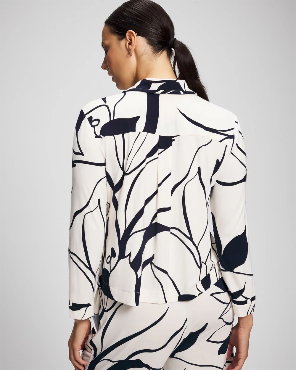 Long-Sleeve Notch Collar Pajama Top click to view larger image.