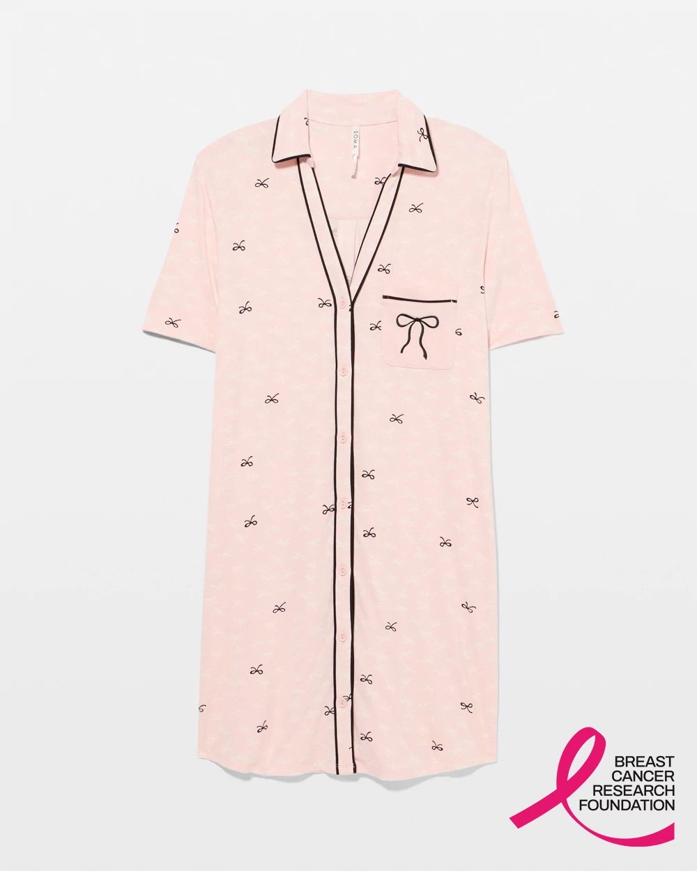 Cool Nights x BCRF Printed Short-Sleeve Notch Collar Sleepshirt click to view larger image.