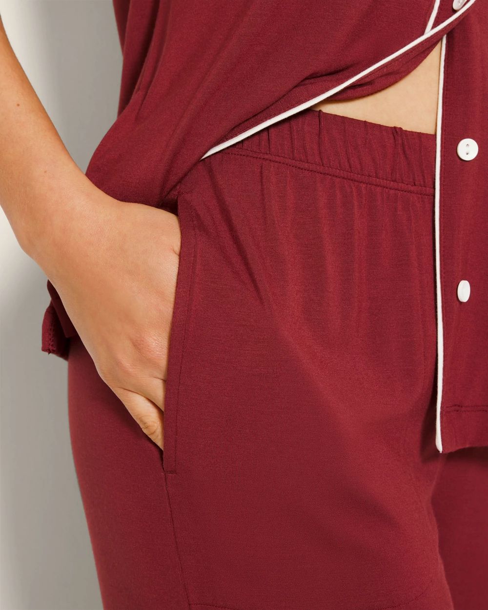 Cool Nights Solid Piped Pajama Pants