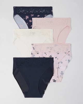 Cotton Blend High-Leg Panty with Lace 5 Pack