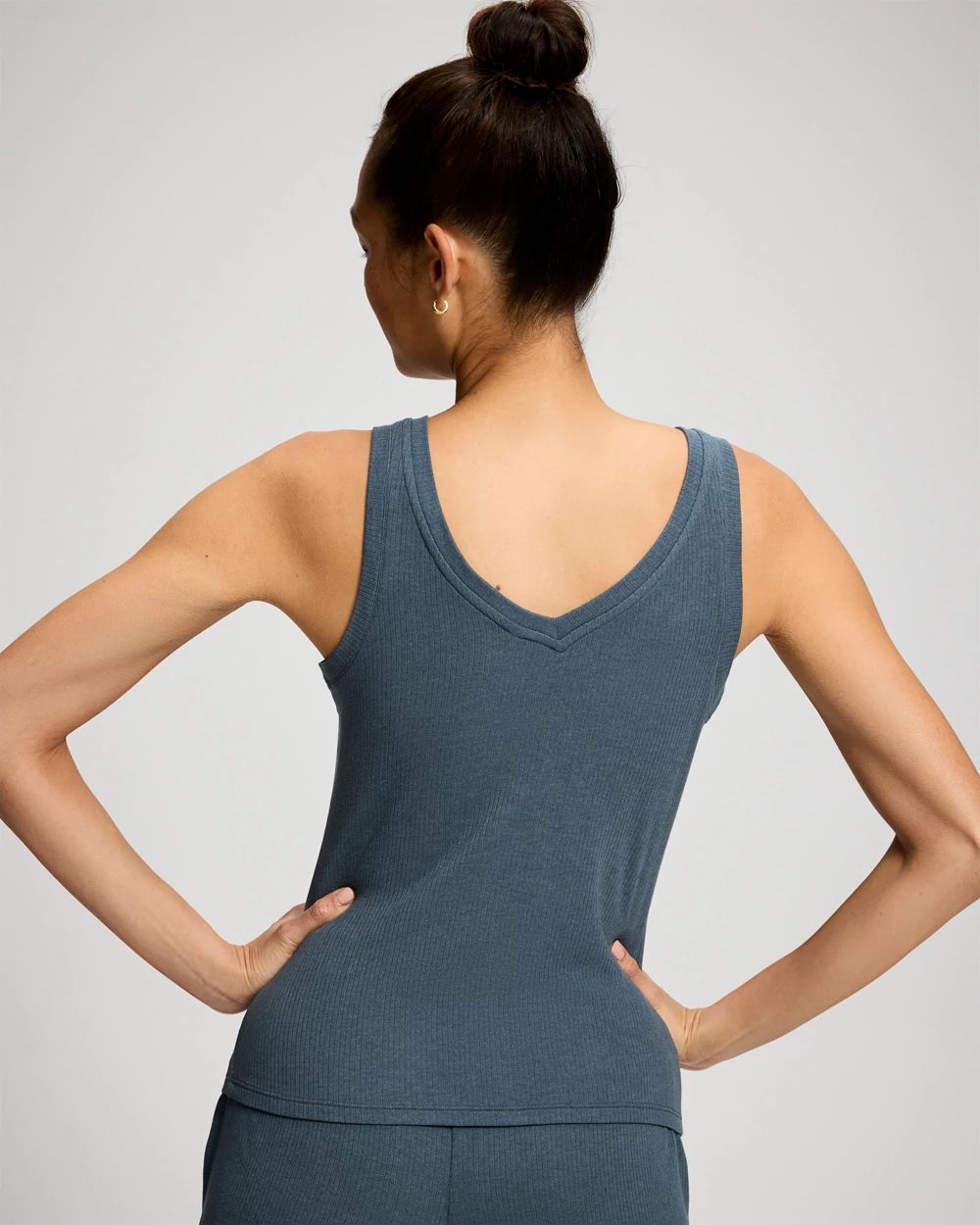 Lightweight Rib Knit Slim Fit Pajama Tank click to view larger image.