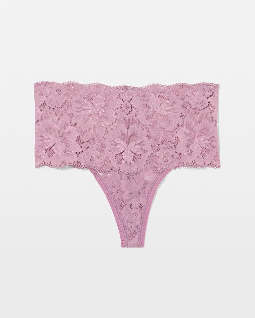 High-Waist Thong Panty with Signature Lace click to view larger image.