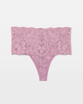 High-Waist Thong Panty with Signature Lace click to view larger image.