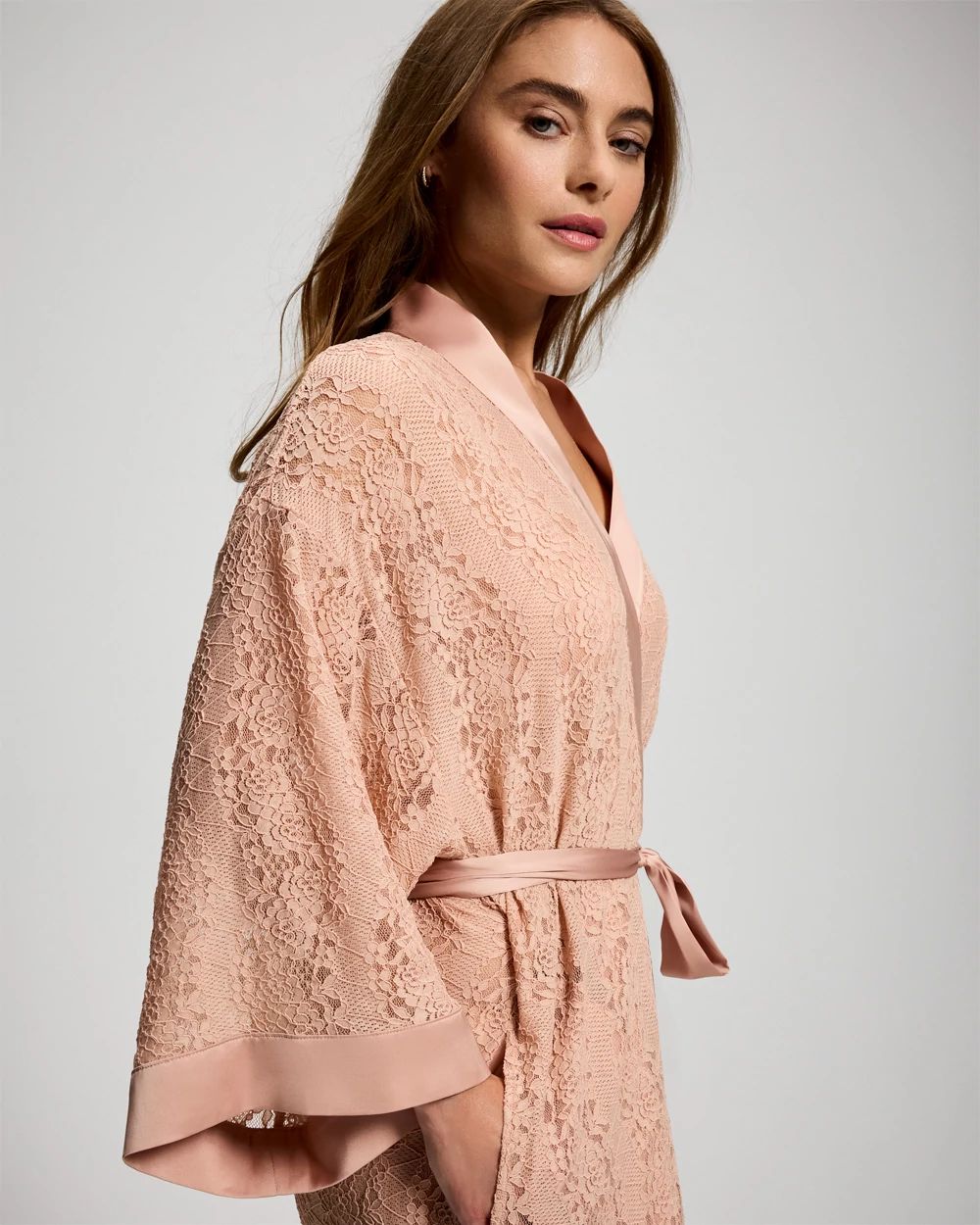 Allover Lace Kimono Robe click to view larger image.