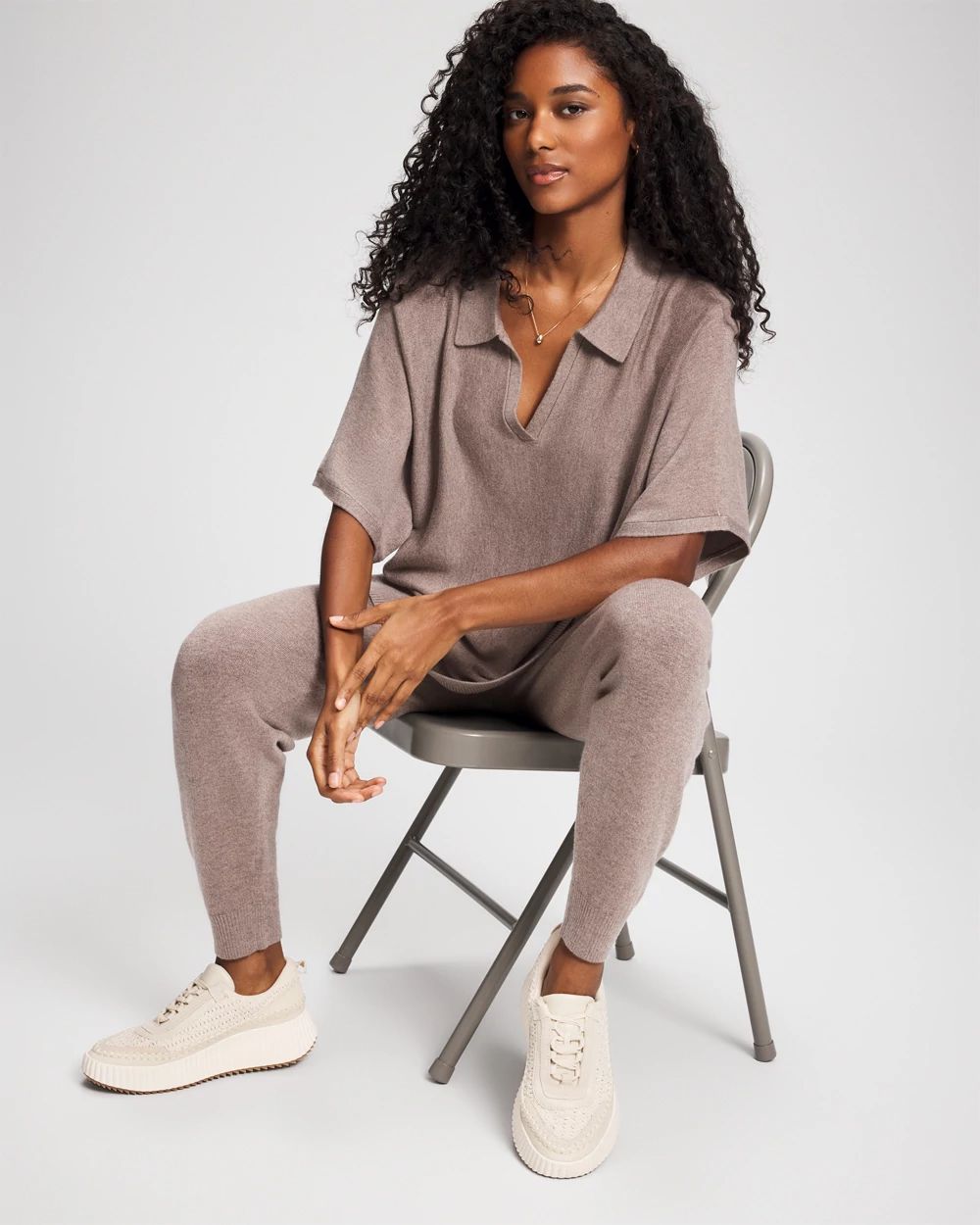 Premier Knit Sweater Collared Top click to view larger image.