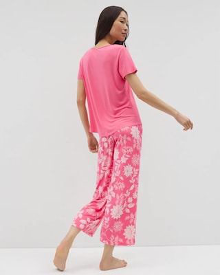 Short-Sleeve + Cropped Pants Pajama Set click to view larger image.