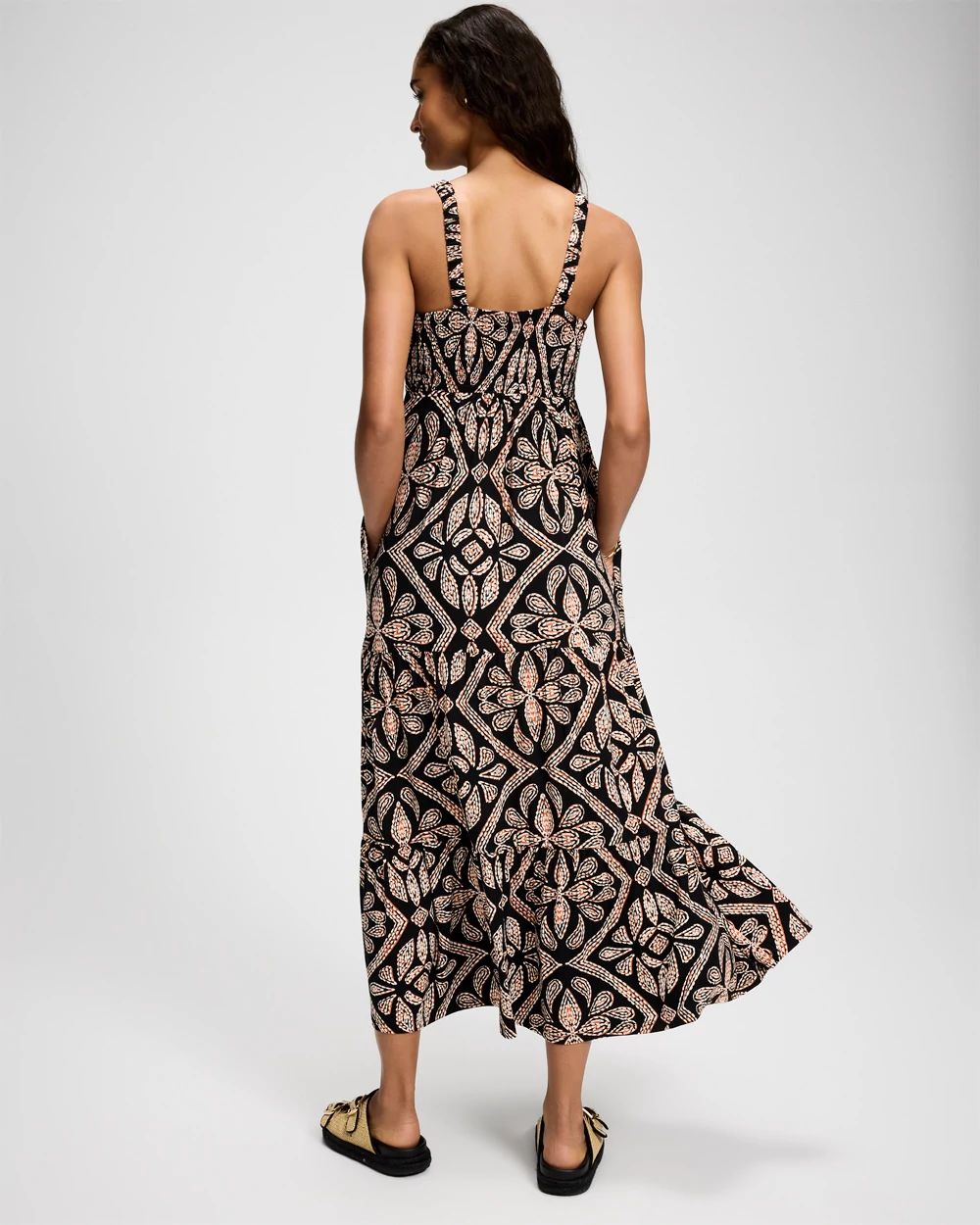 Soft Jersey Smocked Bodice Maxi Bra Dress