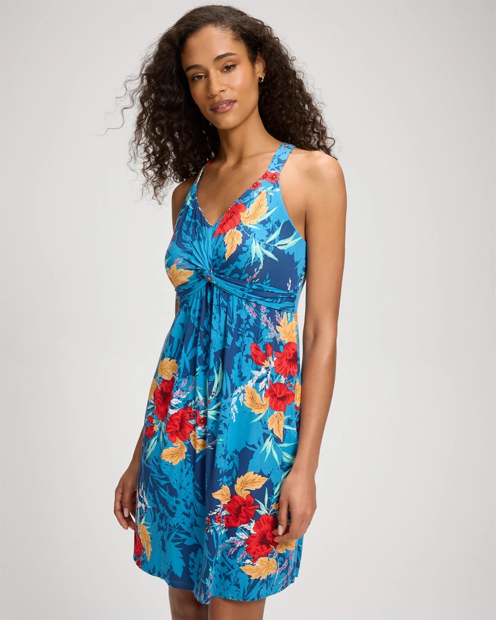 Soft Jersey Twist-Front Short Bra Dress