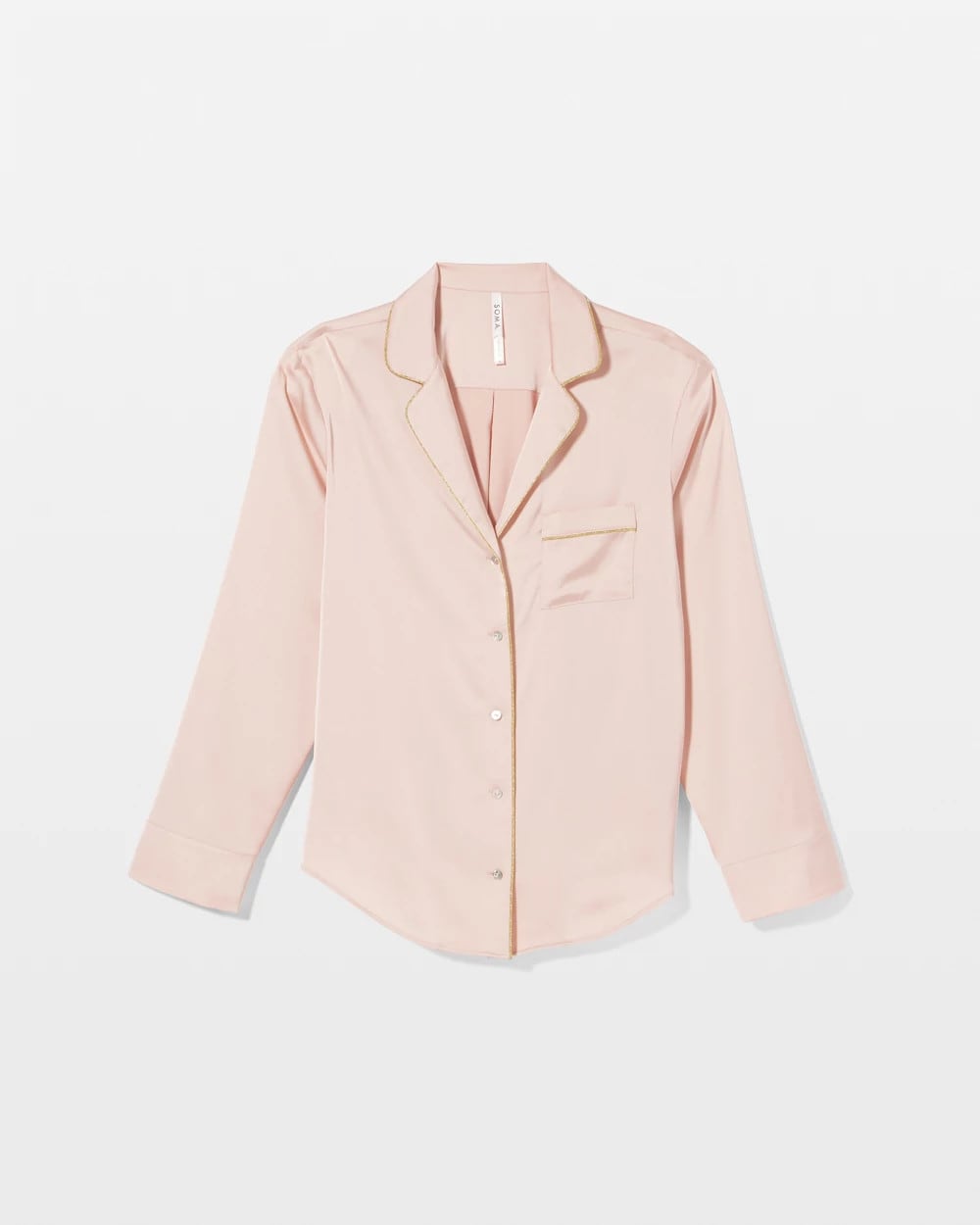 Long Sleeve Notch Collar Pajama Top