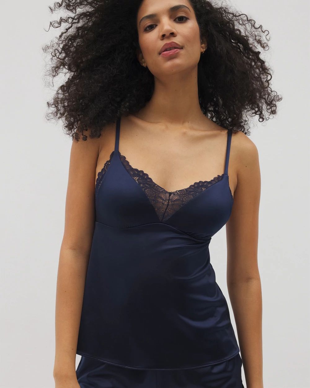 Stretch Luster Knit Lace-Trim Pajama Cami