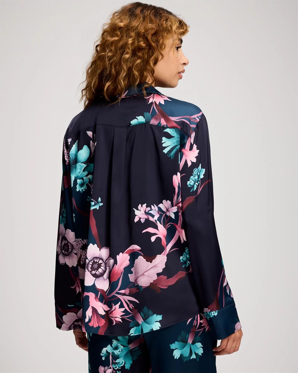 Long Sleeve Notch Collar Pajama Top click to view larger image.