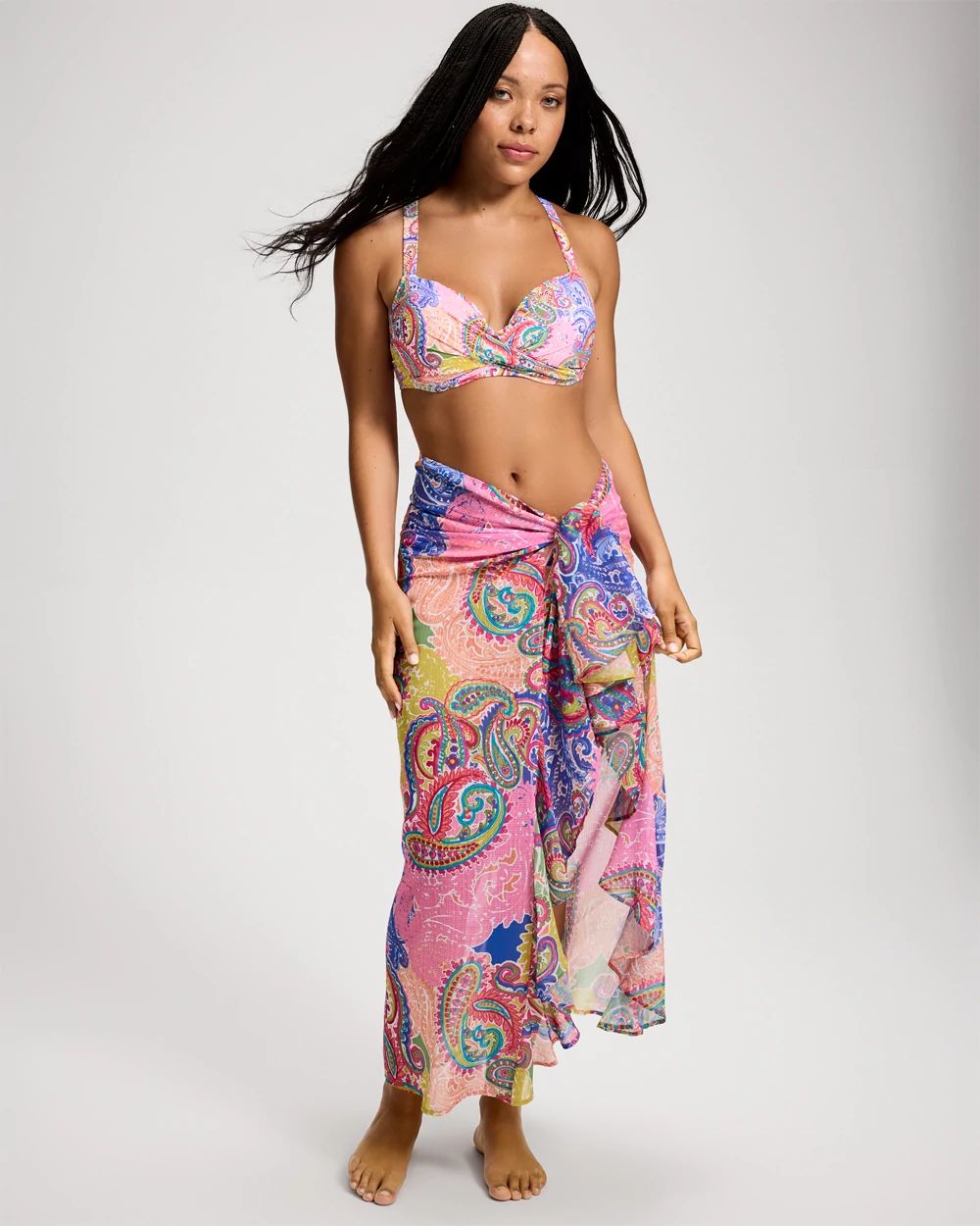 Bleu Rod Beattie La Vida Bohemia Chiffon Ruffle Sarong Swim Cover-Up