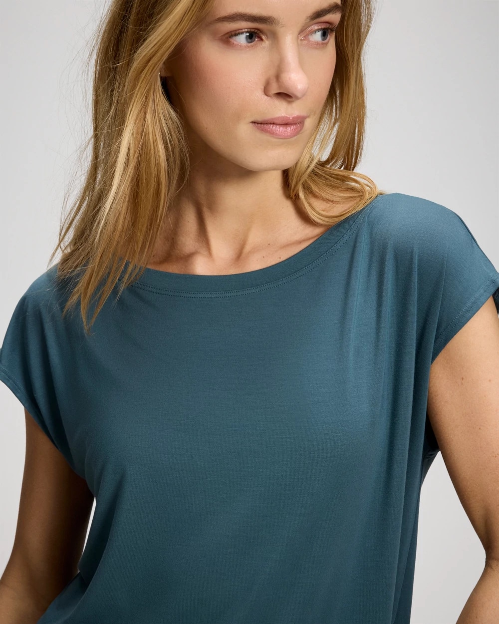 Short Sleeve Boat Neck Top