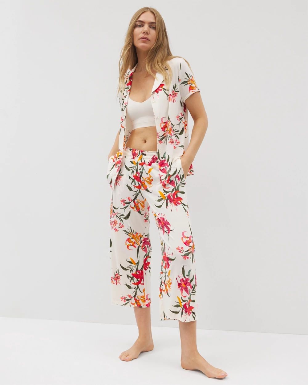Cropped Pajama Pants click to view larger image.