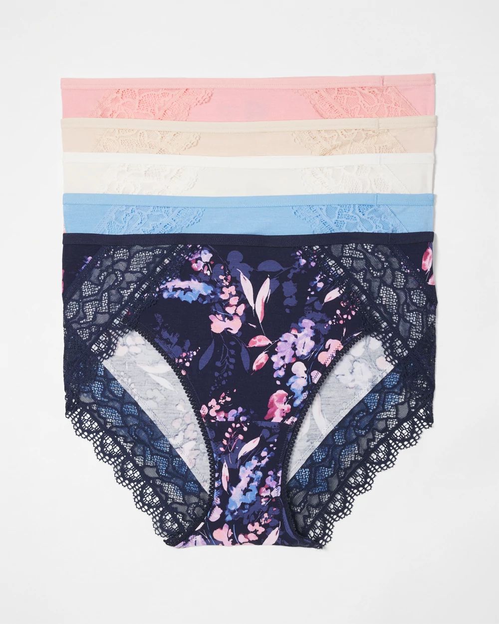 Embraceable High-Leg Panty with Enchanting Lace 5 Pack