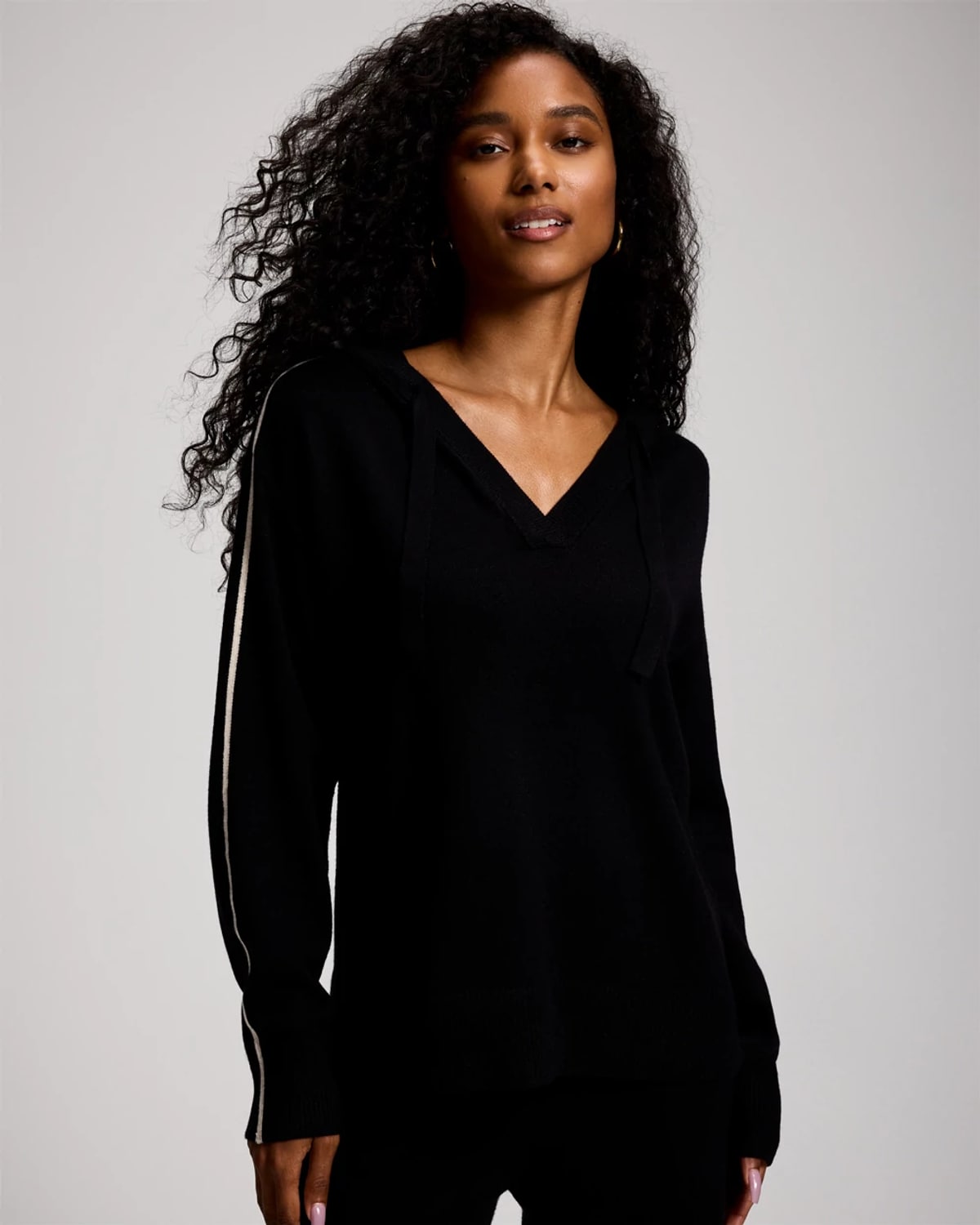 Soma Women's Sweater Contrast Stitch Hoodie In Black Size Small |