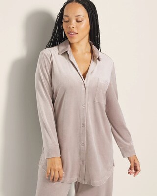 bed Long-Sleeve Notch Collar Pajama Top