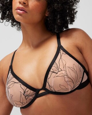 Plunge Unlined Bra with Linework Embroidery