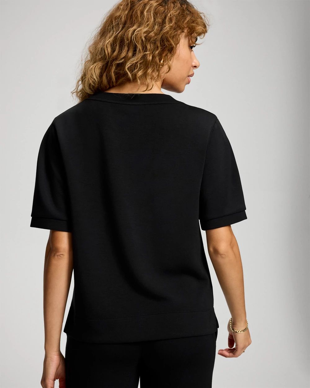 Modern Modal Puff Sleeve V-Neck Sweatshirt