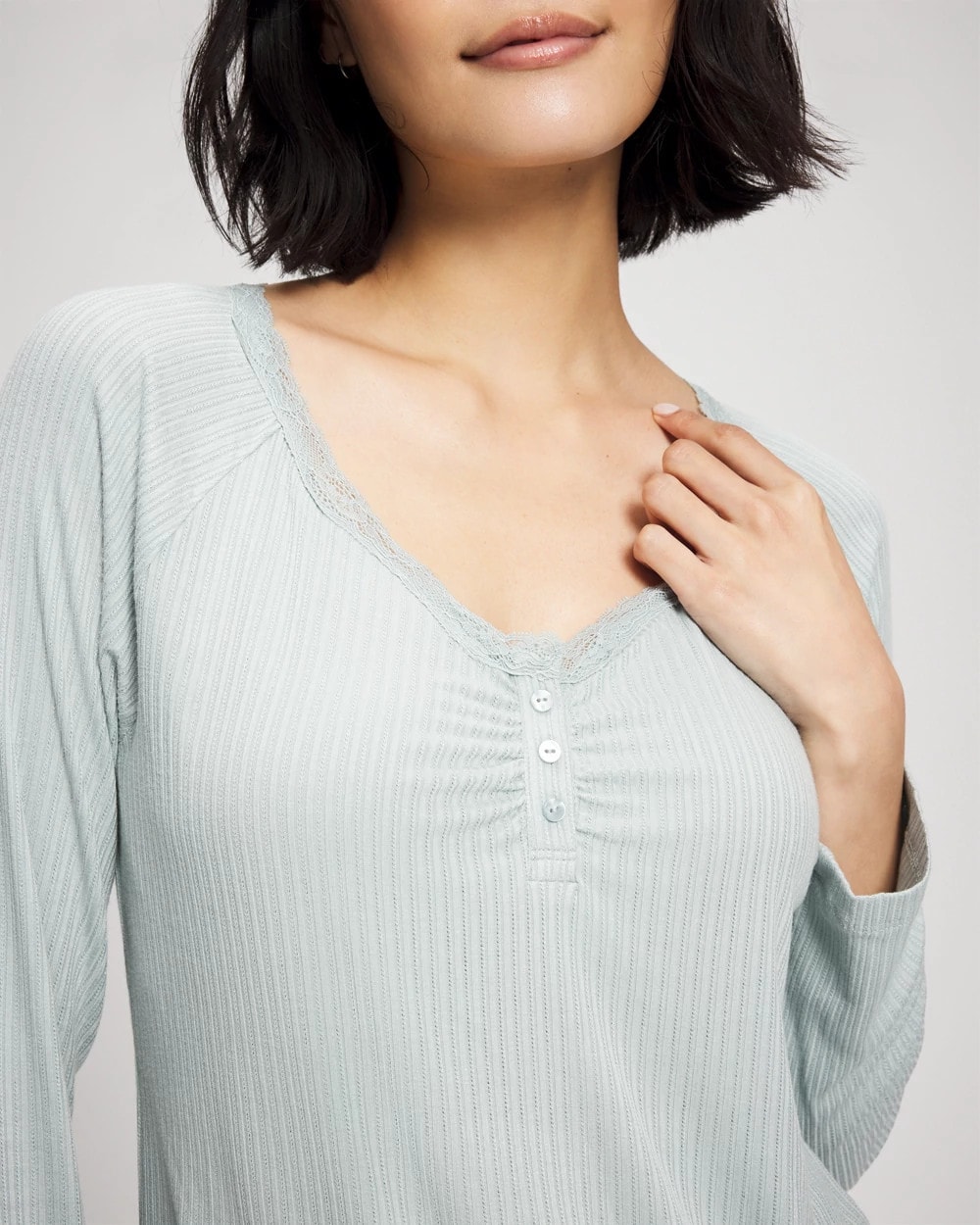 Pointelle Long Sleeve Pajama Top
