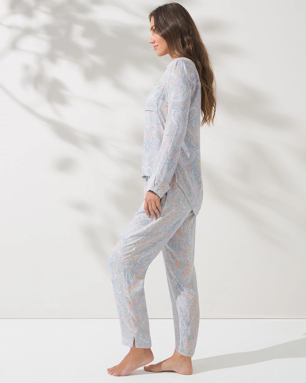 Notch-Collar Pajama Set