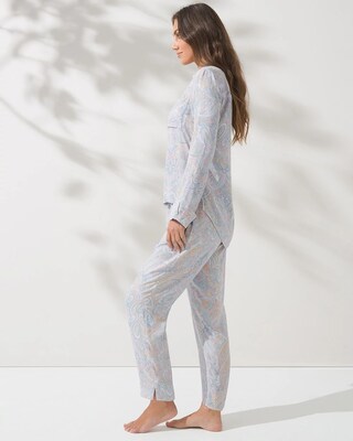 Notch-Collar Pajama Set
