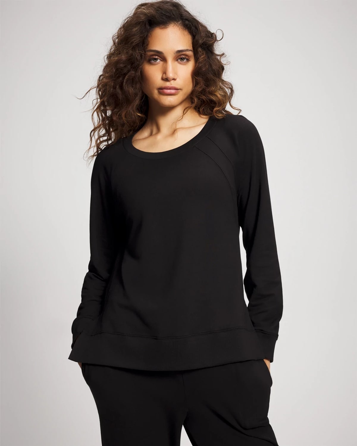 Soma Women's Essential Terry Crewneck Sweatshirt In Black Size Xs |