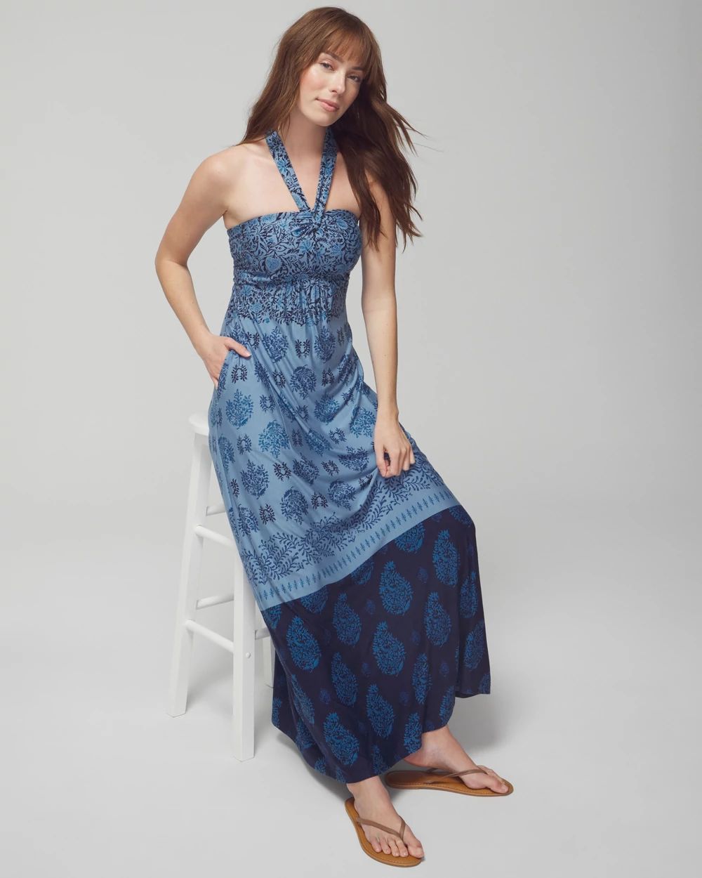 Soft Jersey Halter Maxi Bra Dress