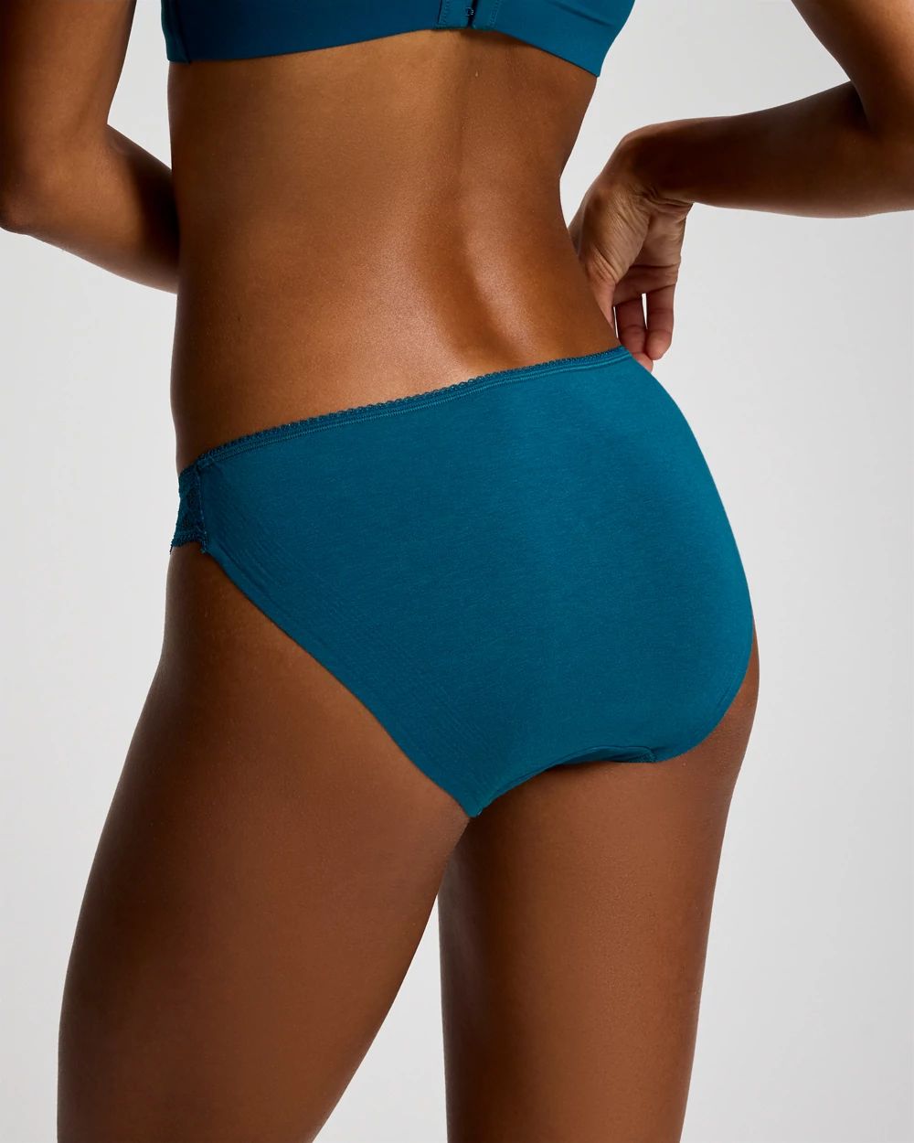 Cotton Blend Bikini Panty with Lace click to view larger image.