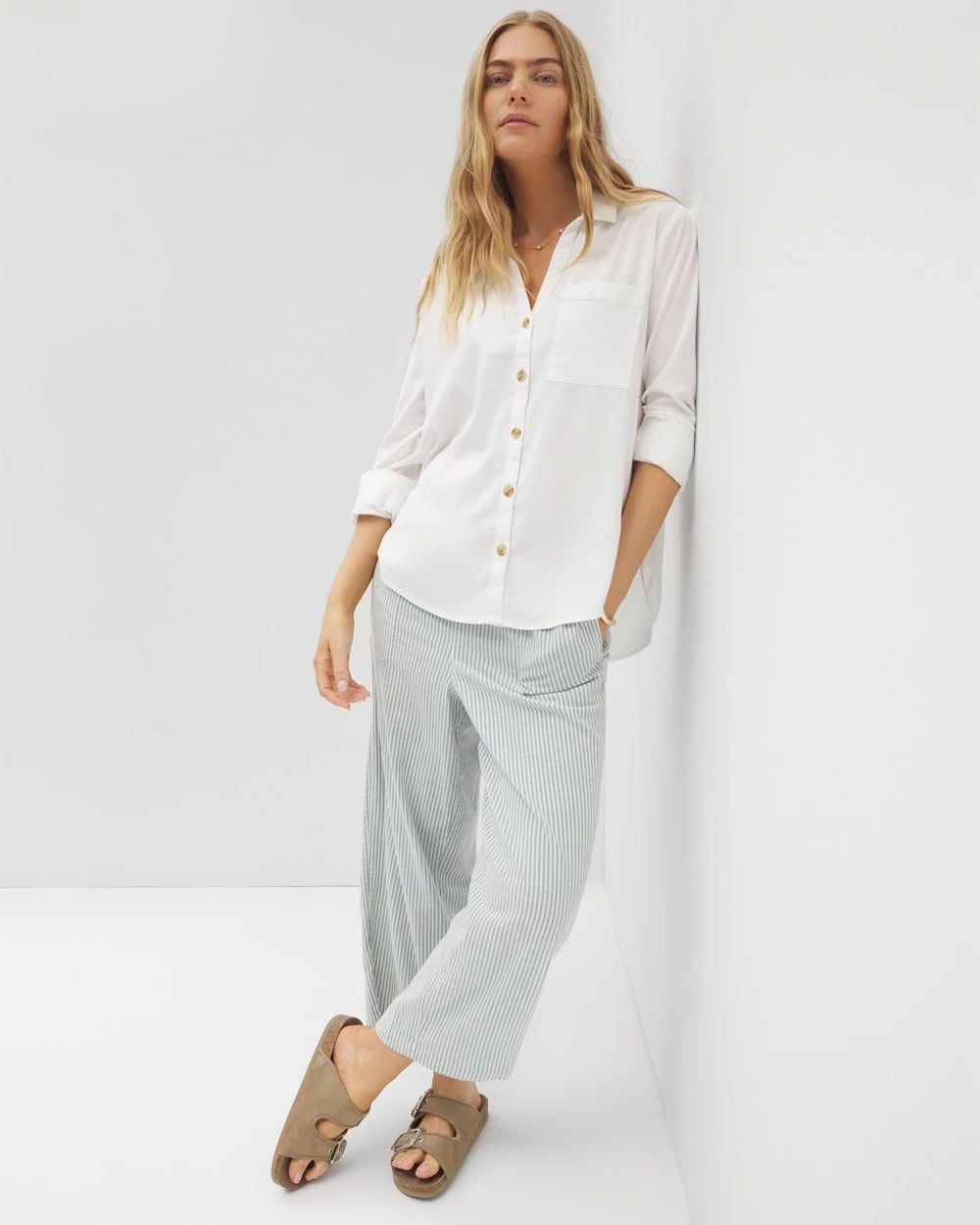 Beach Cotton Long Sleeve Button-Up