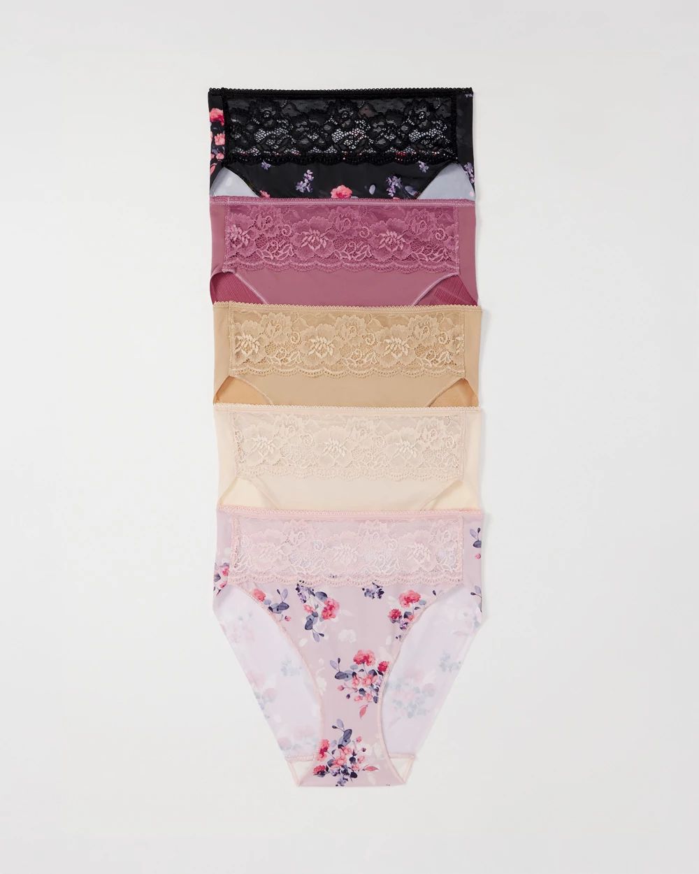 Edge High-Leg Brief Panty with Lace 5 Pack