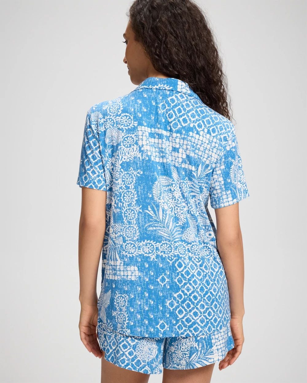 Cool Nights Short Sleeve Notch Collar Pajama Top