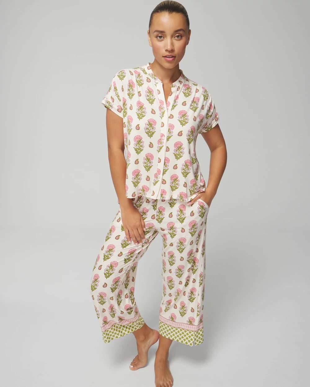 Short-Sleeve Button-Front Pajama Top