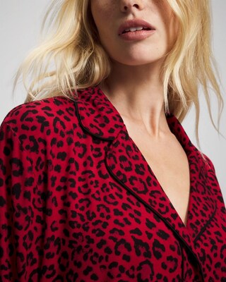 Cool Nights Long Sleeve Notch Collar with Piped Placket Pajama Top click to view larger image.