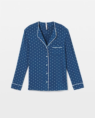 Piped Long-Sleeve Notch Pajama Top click to view larger image.