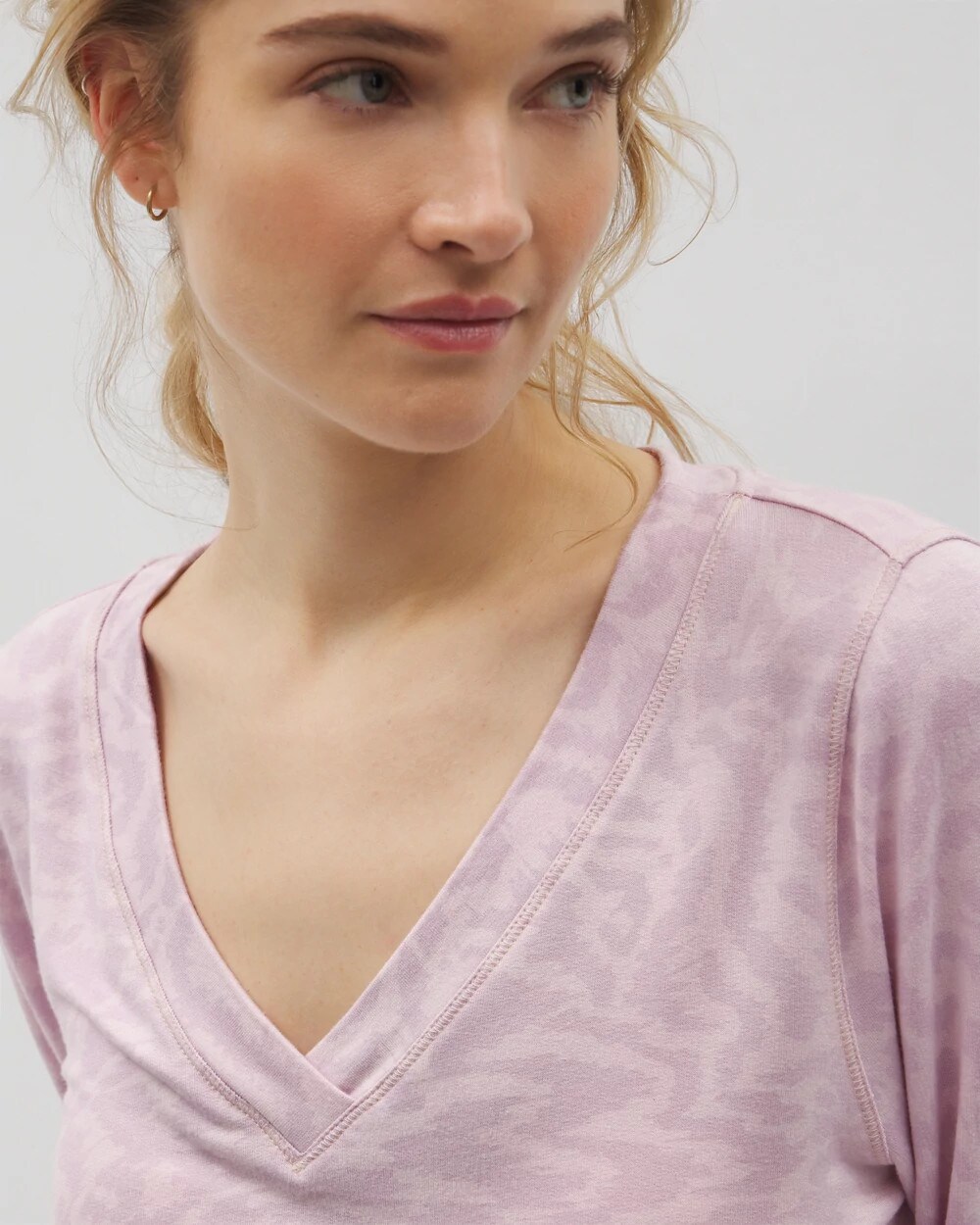 Long-Sleeve V-Neck Pajama Top
