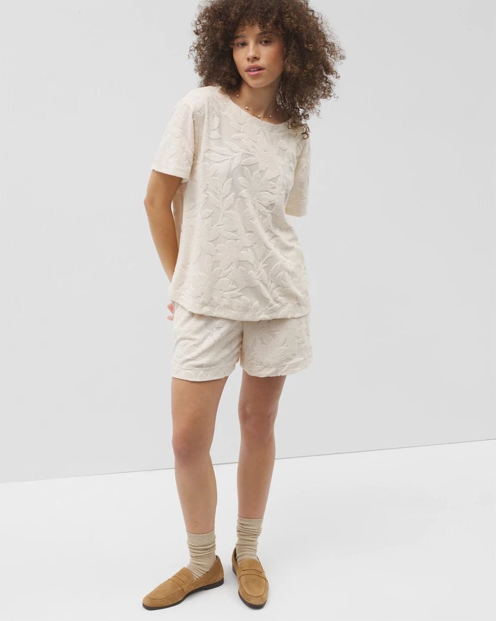 Jacquard Terry Short Sleeve Top