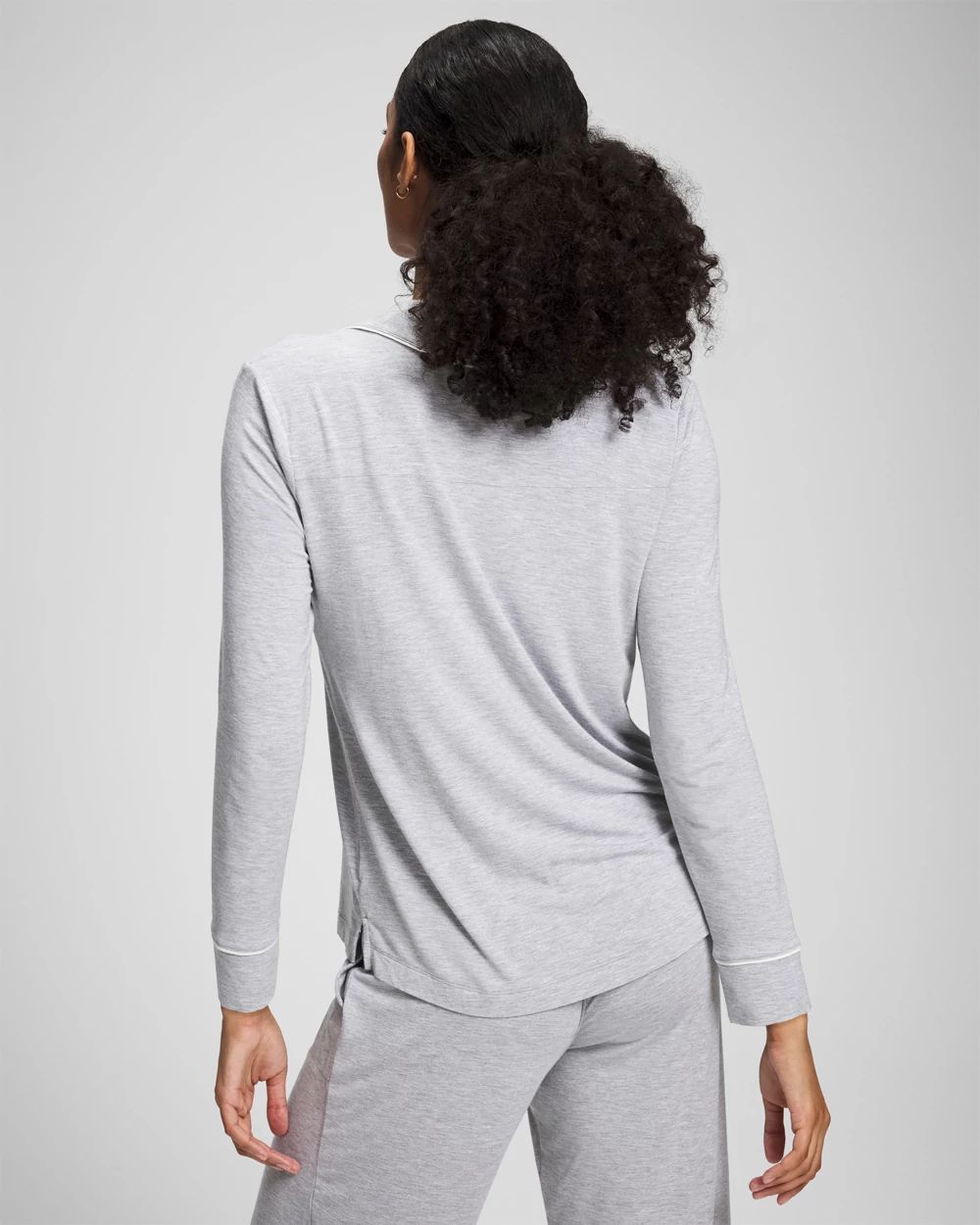 Long-Sleeve Notch Collar Pajama Top click to view larger image.