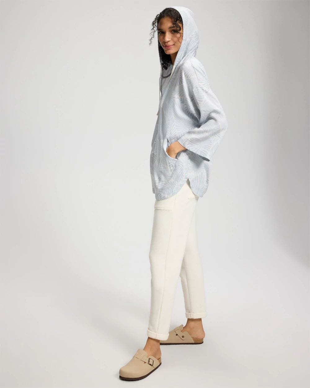 Chambray Oversized Zip-Up Jacket